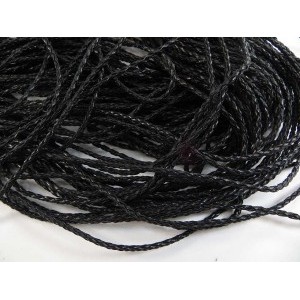 WOVEN LEATHER CORD BLACK 1 METRE WOVEN LEATHER CORD BLACK 1 METRE